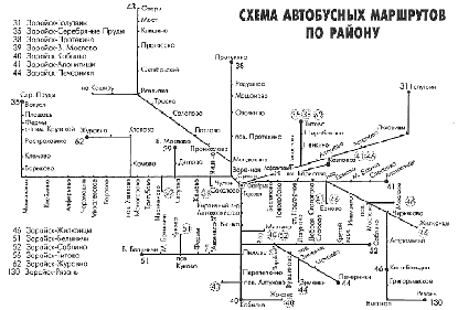 Схема автобусных маршрутов Зарайского района